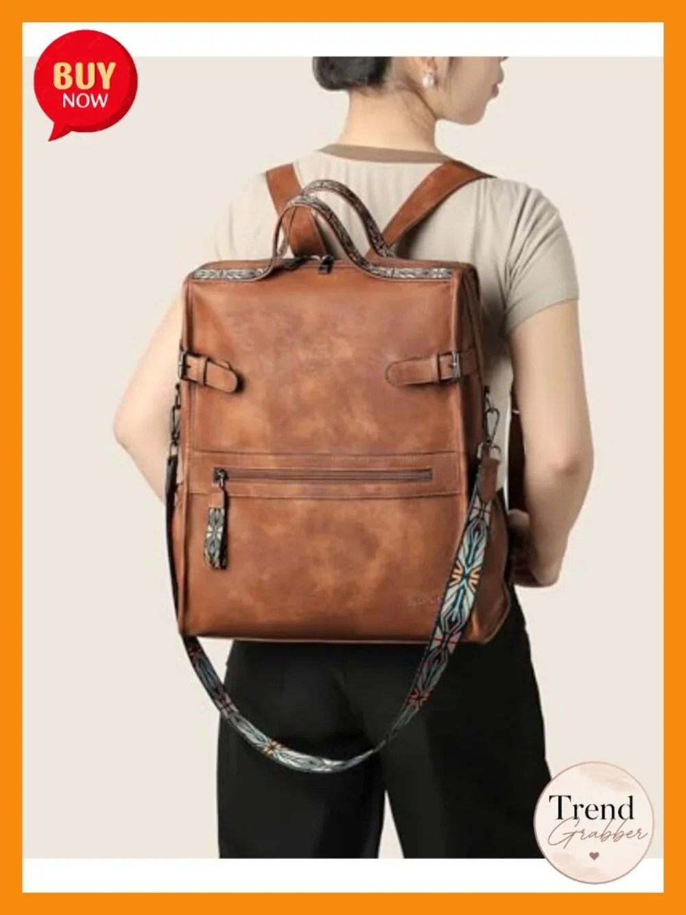 Vegan Leather Laptop Backpack for Women, 15.6 Inch Computer Bag with USB,